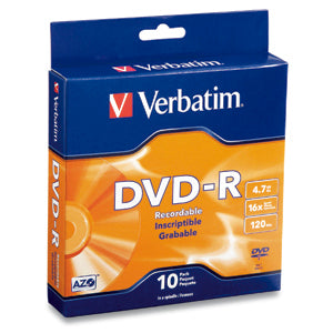 Verbatim DVD-R 4.7GB 16X Branded 10pk Spindle Box 10 pc(s) Verbatim DVD-R 4.7GB 16X Branded 10pk Spindle Box 10 pc(s)